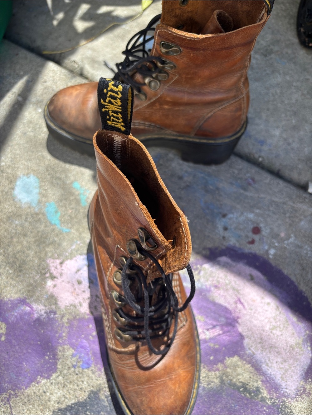 Dr. Martens Brown Leather Platform Lace-Up Boots